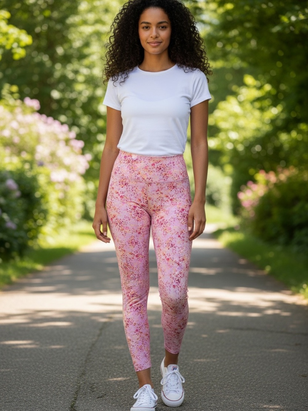 Beyond Yoga Pink Floral High-Rise Leggings